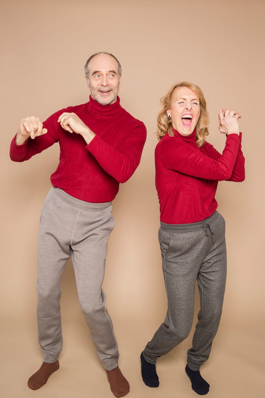 couple in red sweater dancing