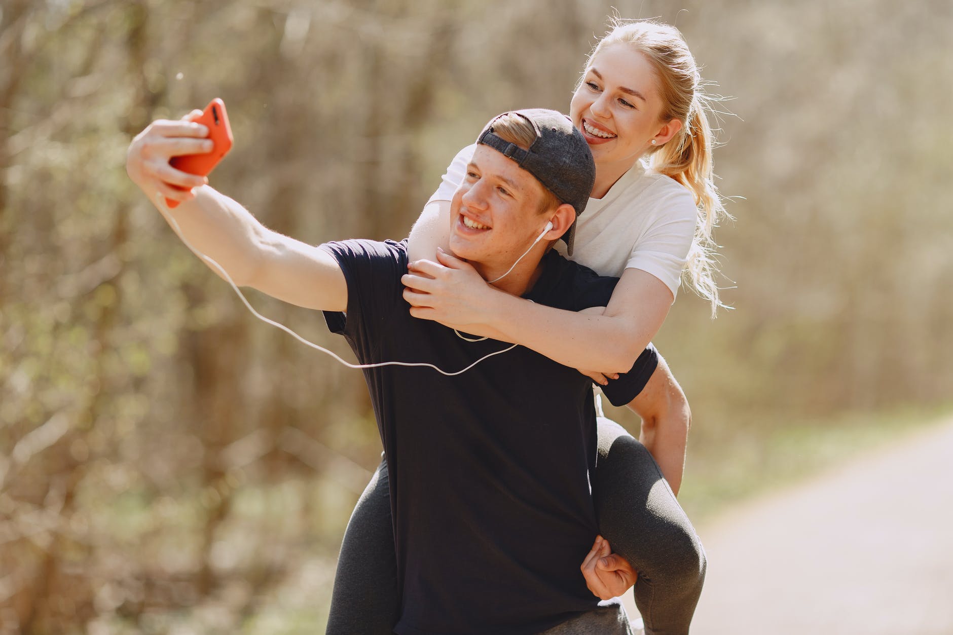 photo of couple taking selfie