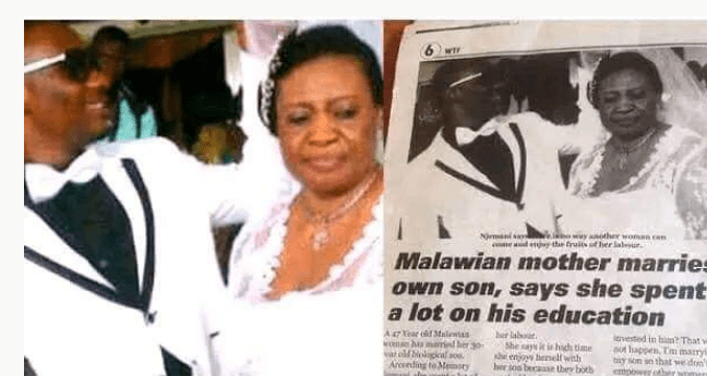 Reaction as Malawian mother got married to her son, say she has spent alot on his education